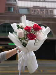 [VD] Red & Pink Rose with Baby's Breath