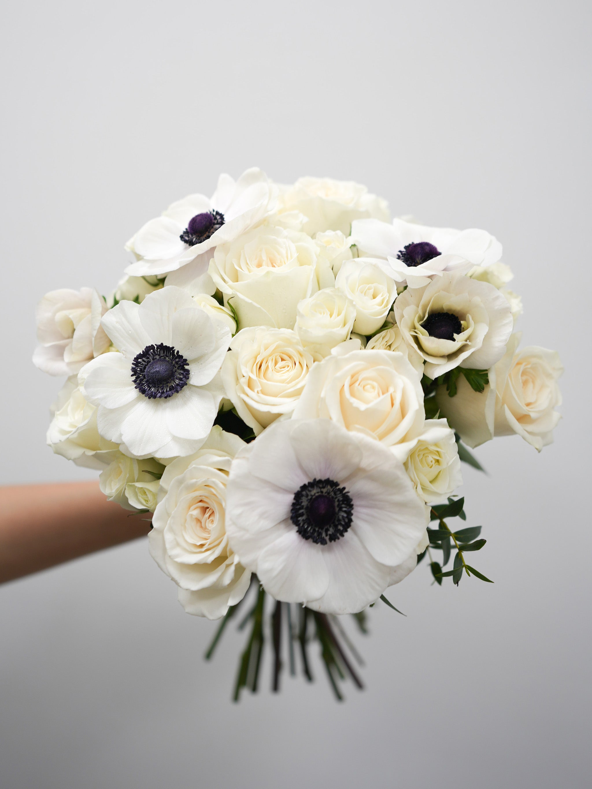 White Anemone & Rose Elegance Bouquet