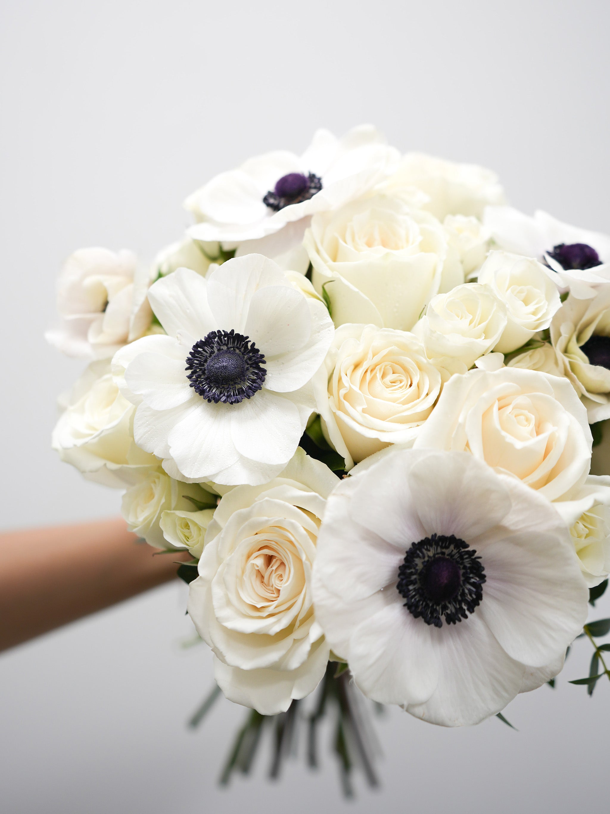 White Anemone & Rose Elegance Bouquet