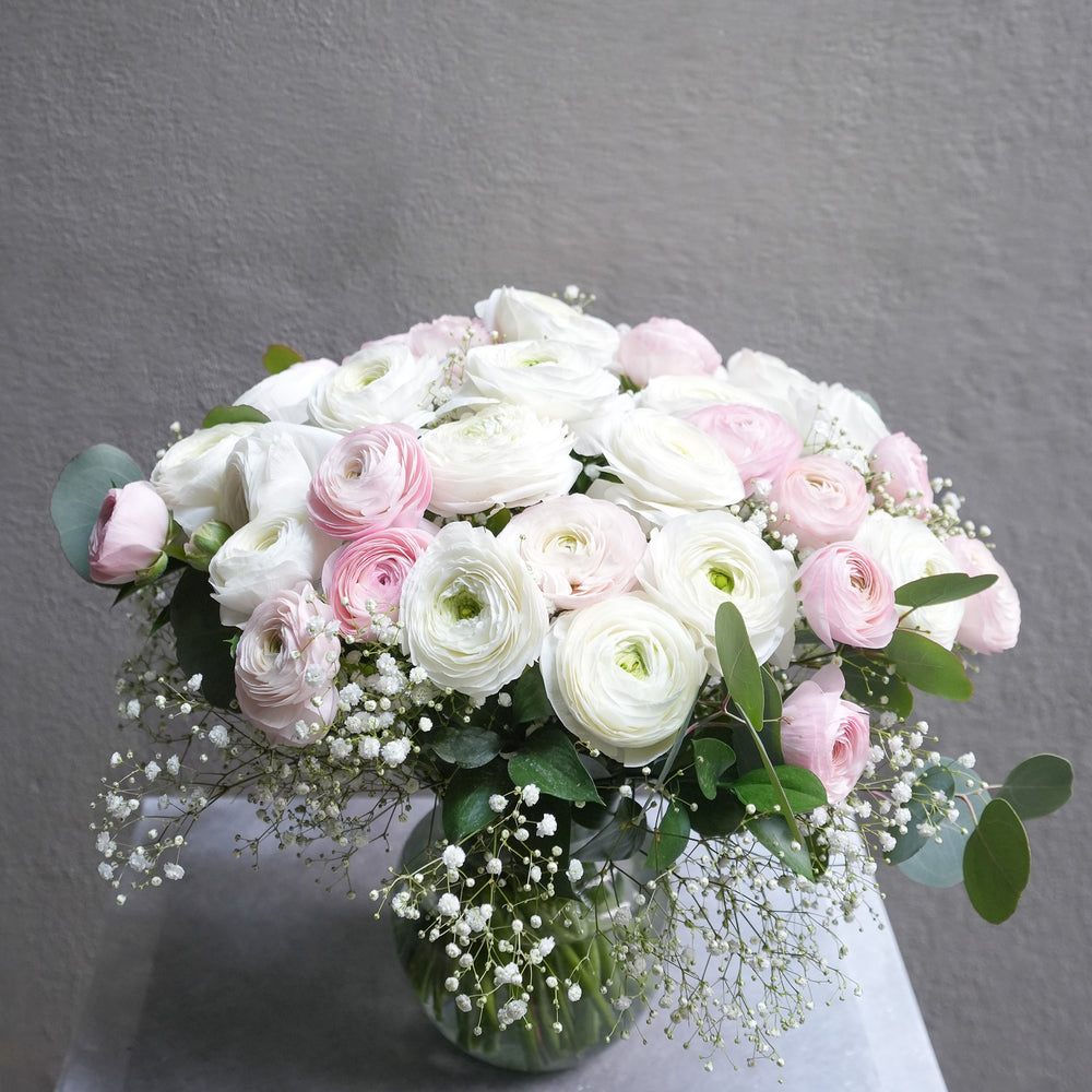 Ranunculus Bouquet (White, Blush, Light Pink, Mixed) - Flower