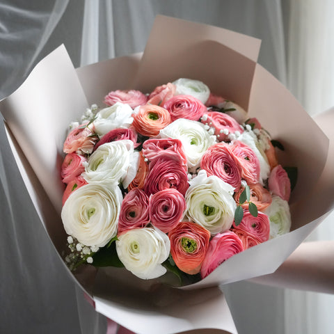 Coral & White Ranunculus Bouquet