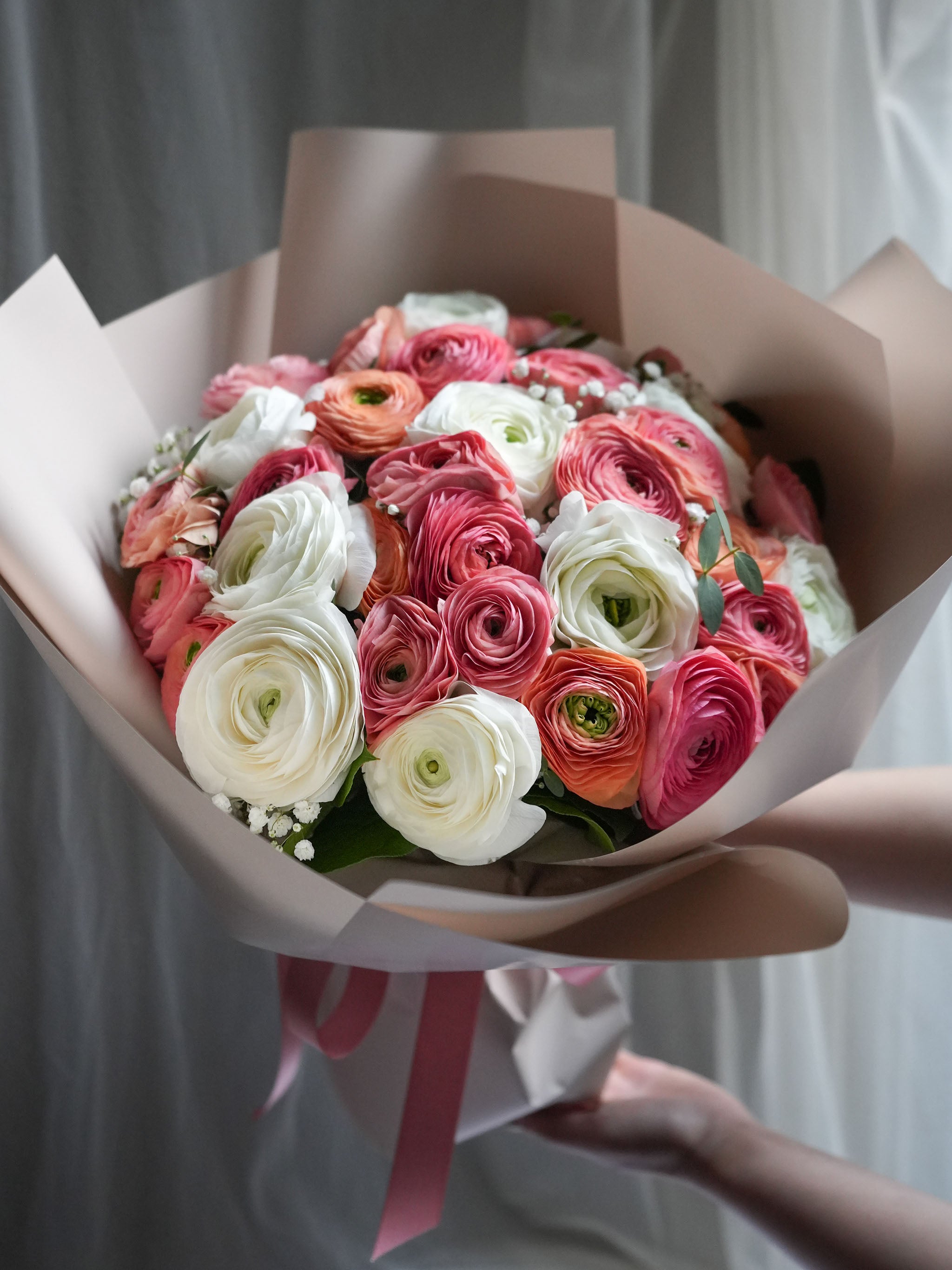 Coral & White Ranunculus Bouquet