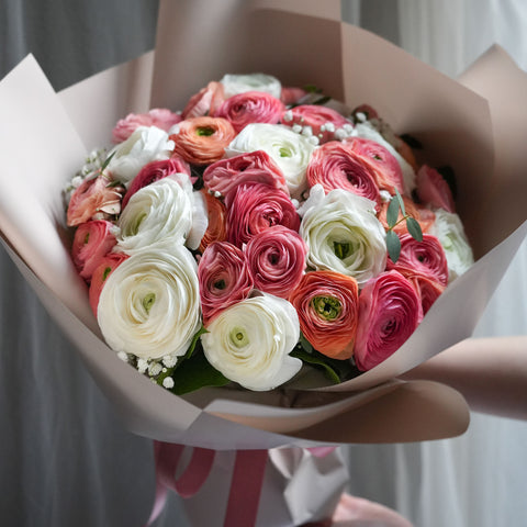 Coral & White Ranunculus Bouquet