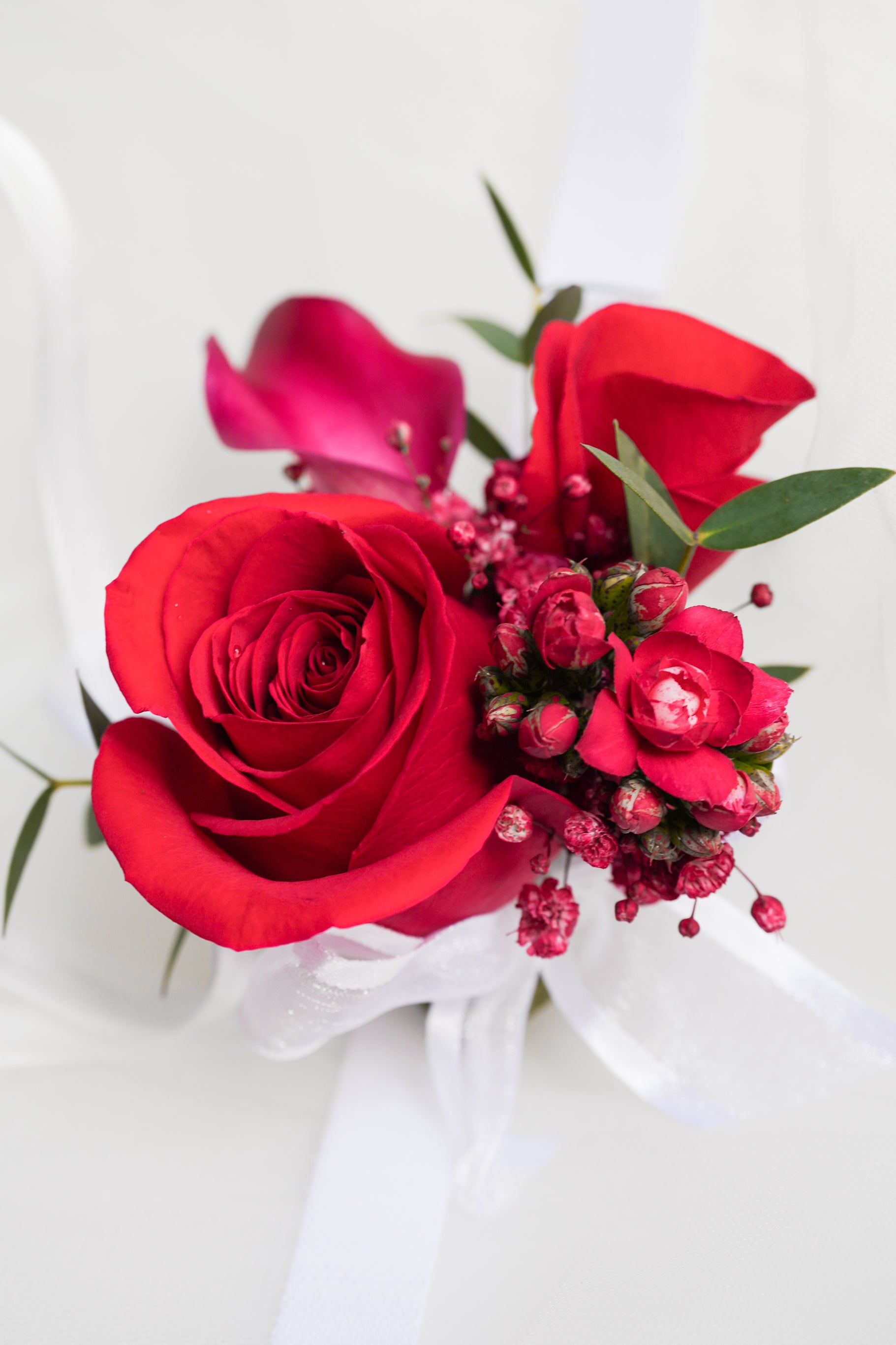 Red in Love Corsage  & boutonniere