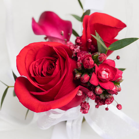 Red in Love Corsage  & boutonniere