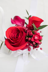 Red in Love Corsage  & boutonniere