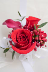 Red in Love Corsage  & boutonniere