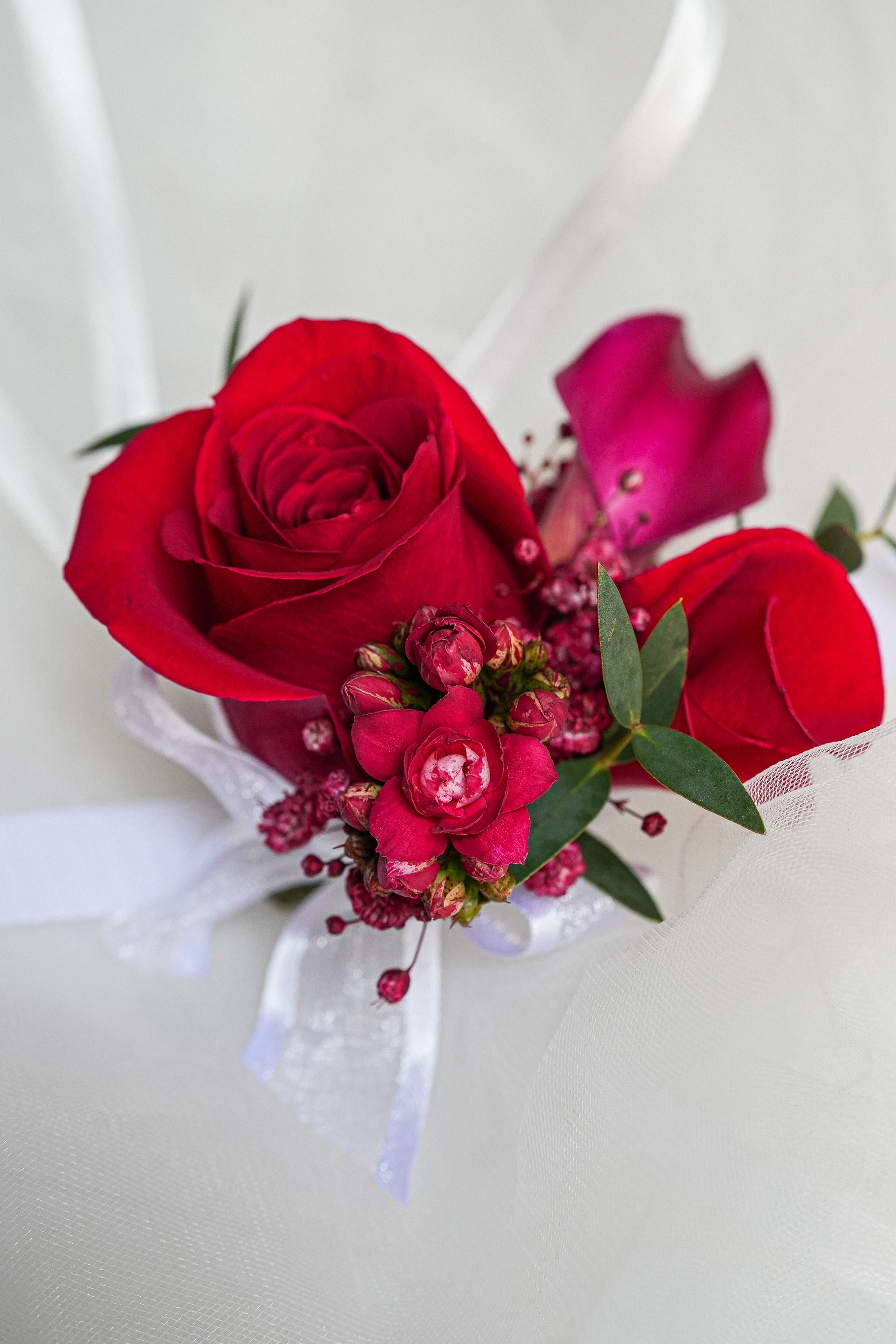Red in Love Corsage  & boutonniere
