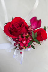 Red in Love Corsage  & boutonniere