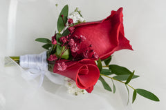 Red in Love Corsage  & boutonniere