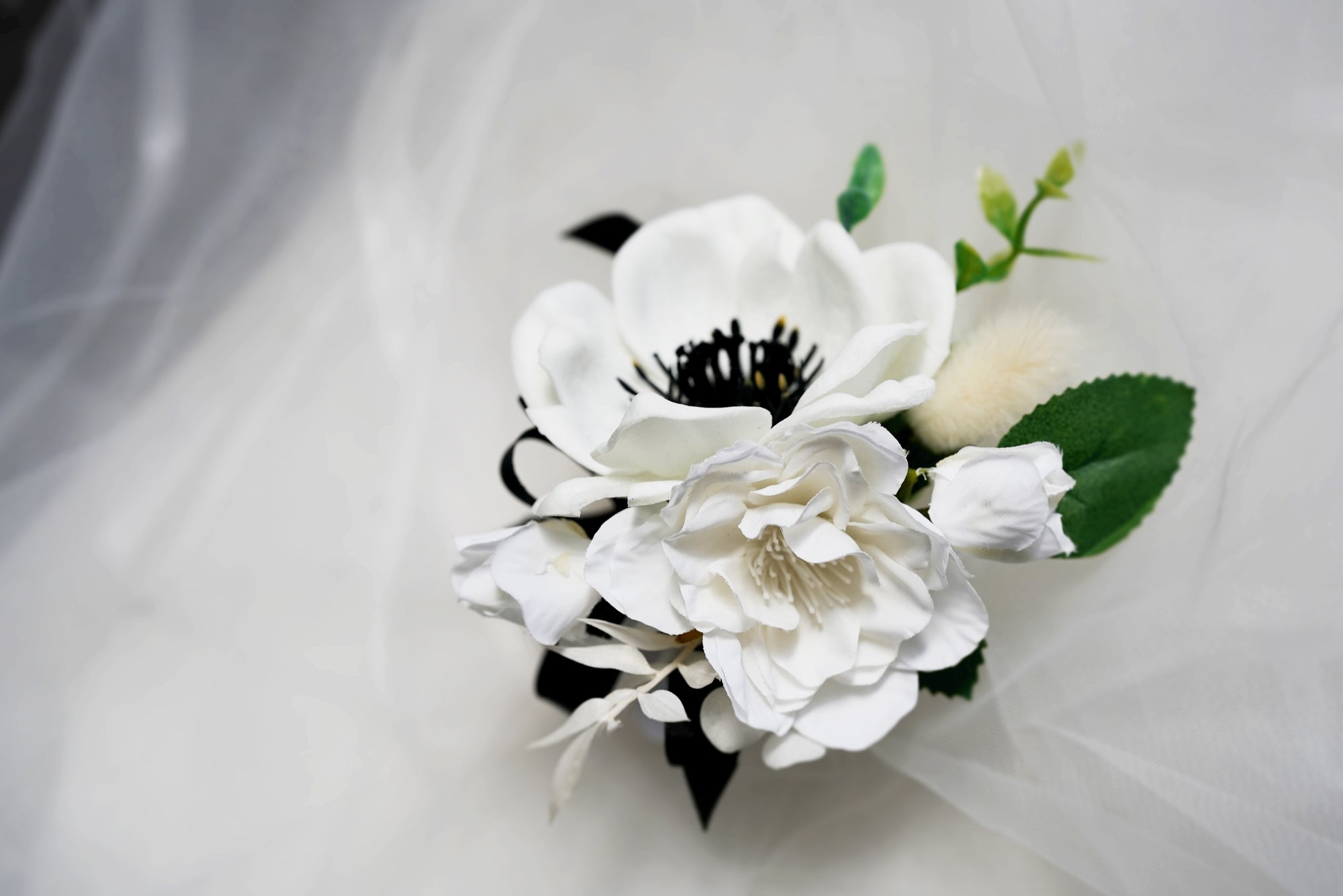 Ivory Pure Corsage & boutonniere (Silk Flower)