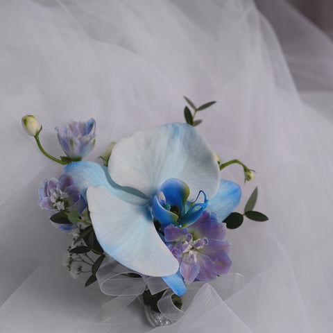 Azure Orchid Boutonniere & Corsage