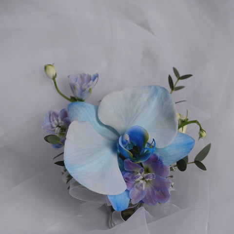 Azure Orchid Boutonniere & Corsage