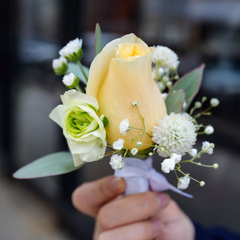Buttercream Rose Glow Boutonniere & Corsage