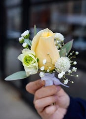 Buttercream Rose Glow Boutonniere & Corsage