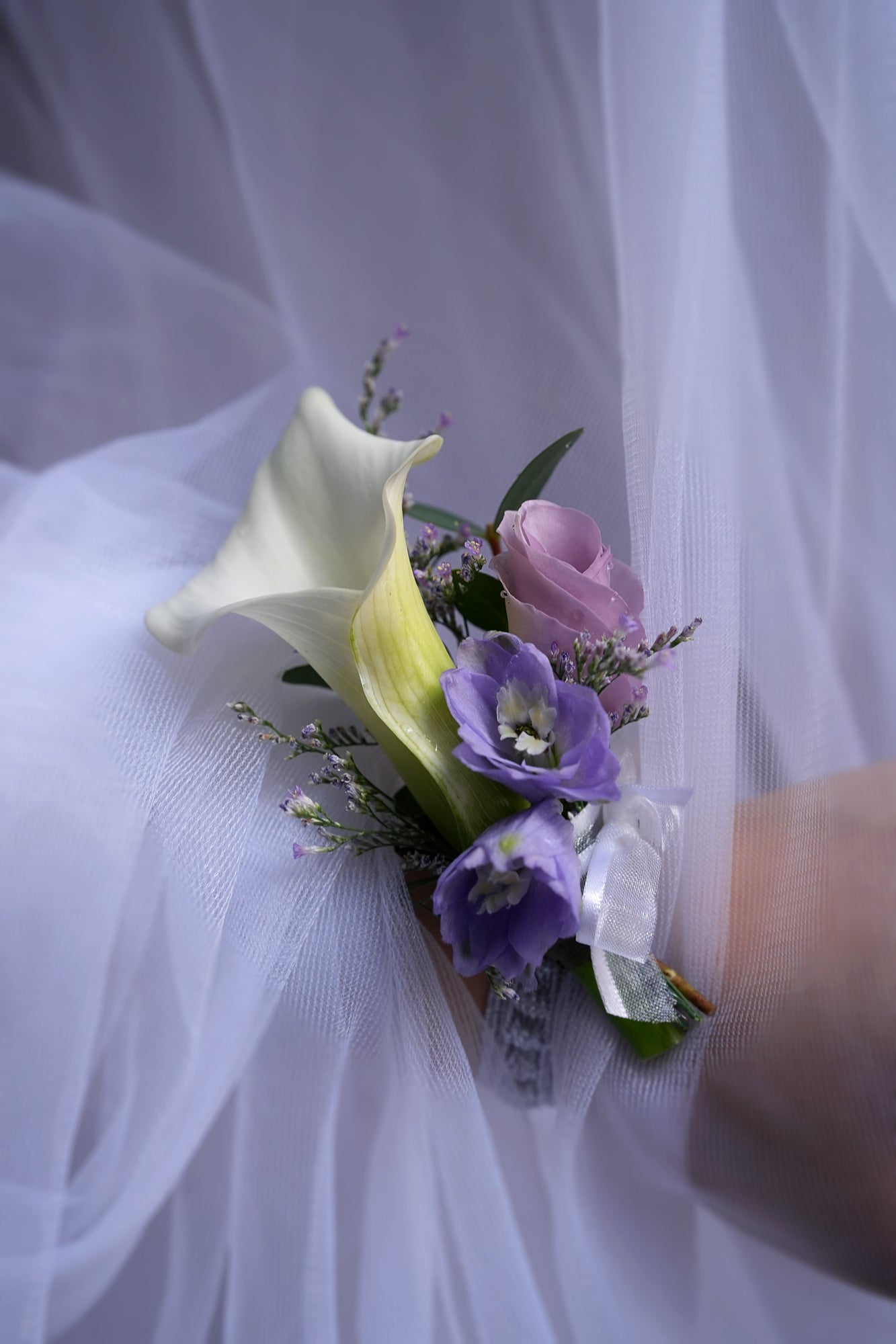 Lavender Cascade Poise Boutonniere & Corsage