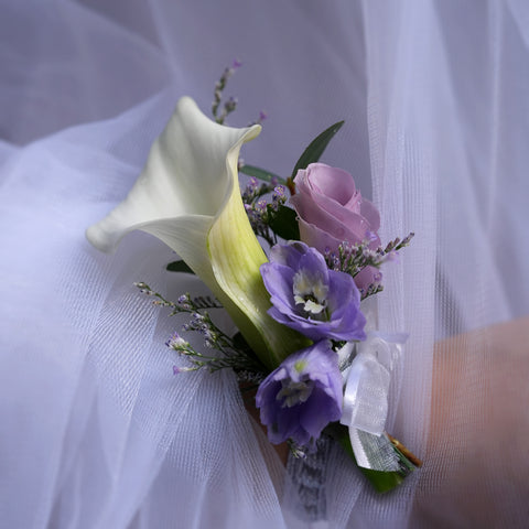 Lavender Cascade Poise Boutonniere & Corsage