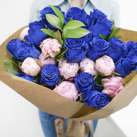 Blue Rose & Peony Bouquet