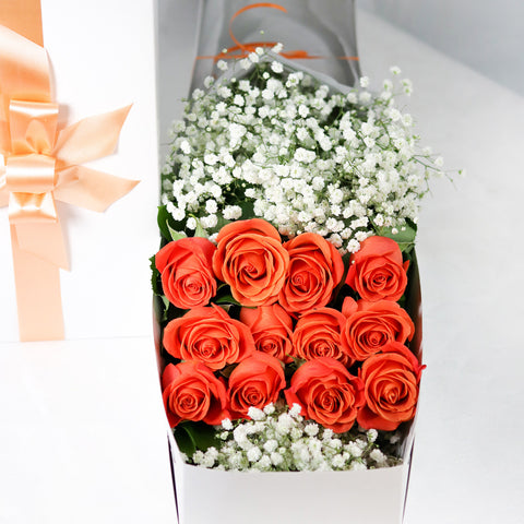 [VD] 12 Orange Rose Box