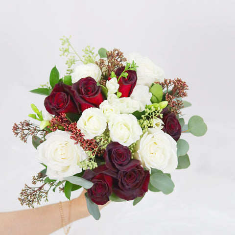 Burgundy & White Theme Bridal Bouquet